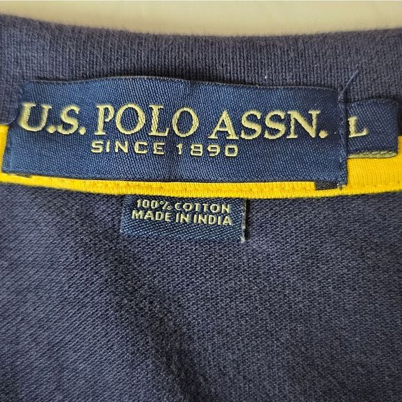US Polo Assn Polo Blue Knit Collared Short Sleeve Large Logo Sz L Activewear - Picture 8 of 12